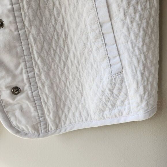 Women's XXS Isaac Mizrahi Quilted Jacket | White | Snap Button Down | Crew Neck - Picture 6 of 13